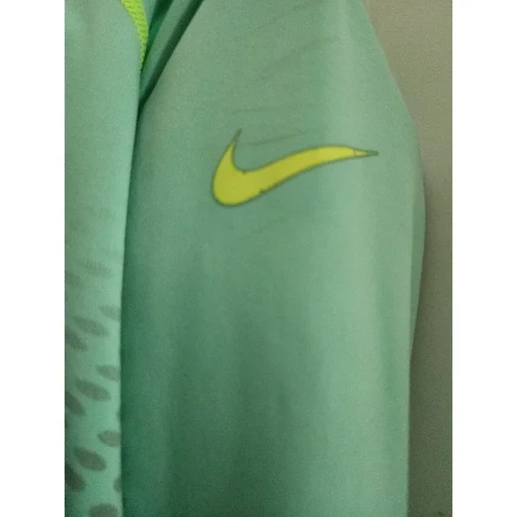 Nike Pro 1/4 Zip Pullover Long Sleeve Jacket Green Polka Dot Womens Medium - Picture 7 of 8